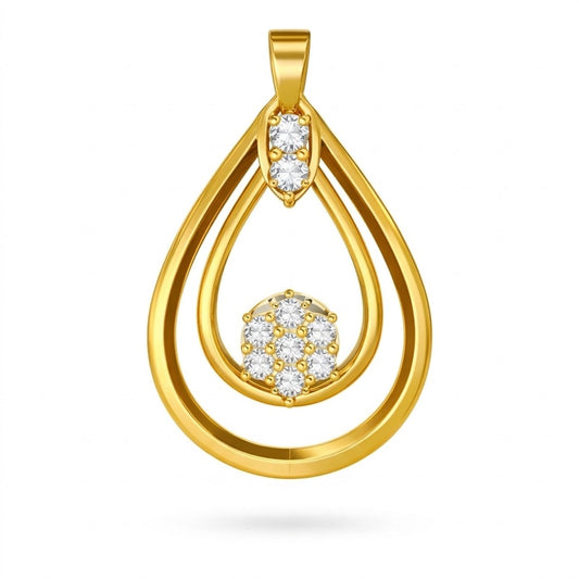 Teardrop Halo Glow Diamond Gold Pendant