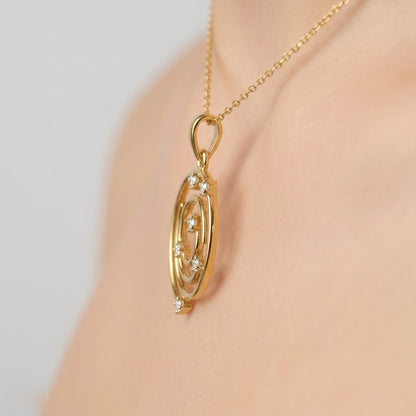 Celestial Spiral Glow Diamond Gold Pendant
