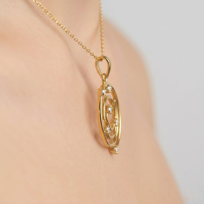 Celestial Spiral Glow Diamond Gold Pendant
