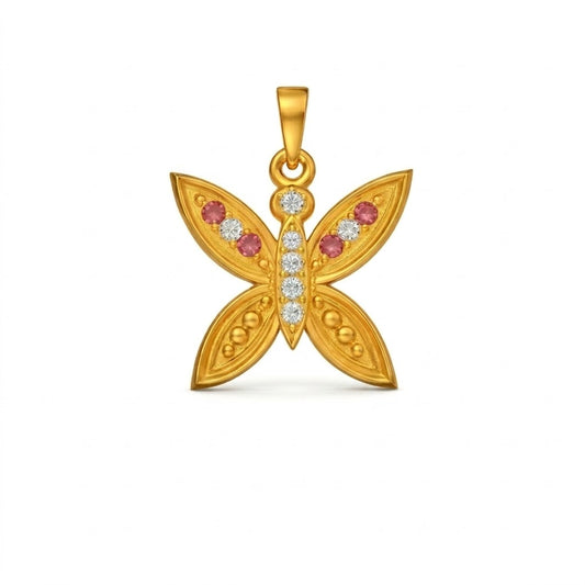 Elegant Butterfly Inspired Motif diamond gold pendant