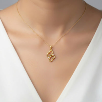 Playful Double Loop Diamond Gold Pendant