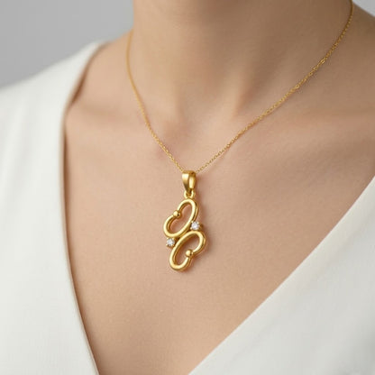 Playful Double Loop Diamond Gold Pendant