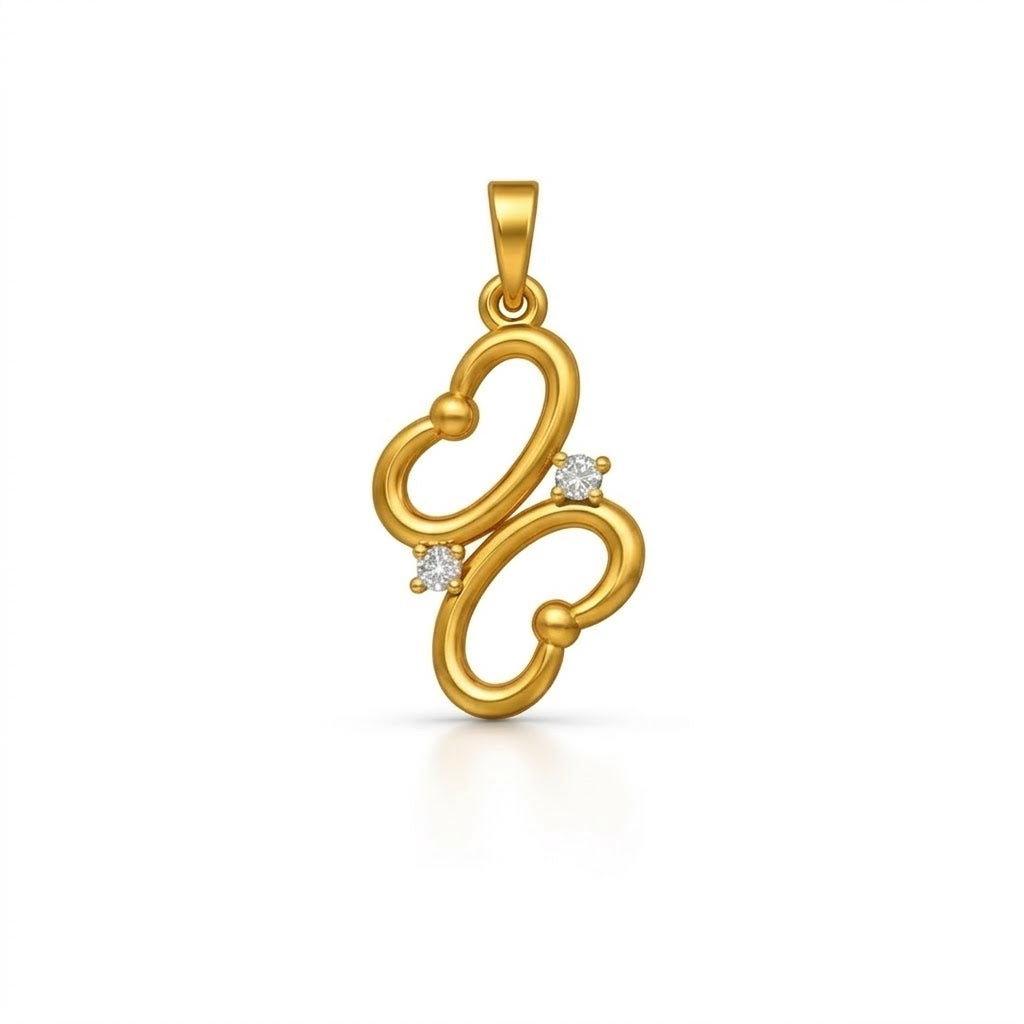 Playful Double Loop Diamond Gold Pendant