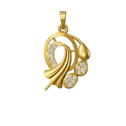 Graceful Swirl Bloom Accent diamond gold pendant