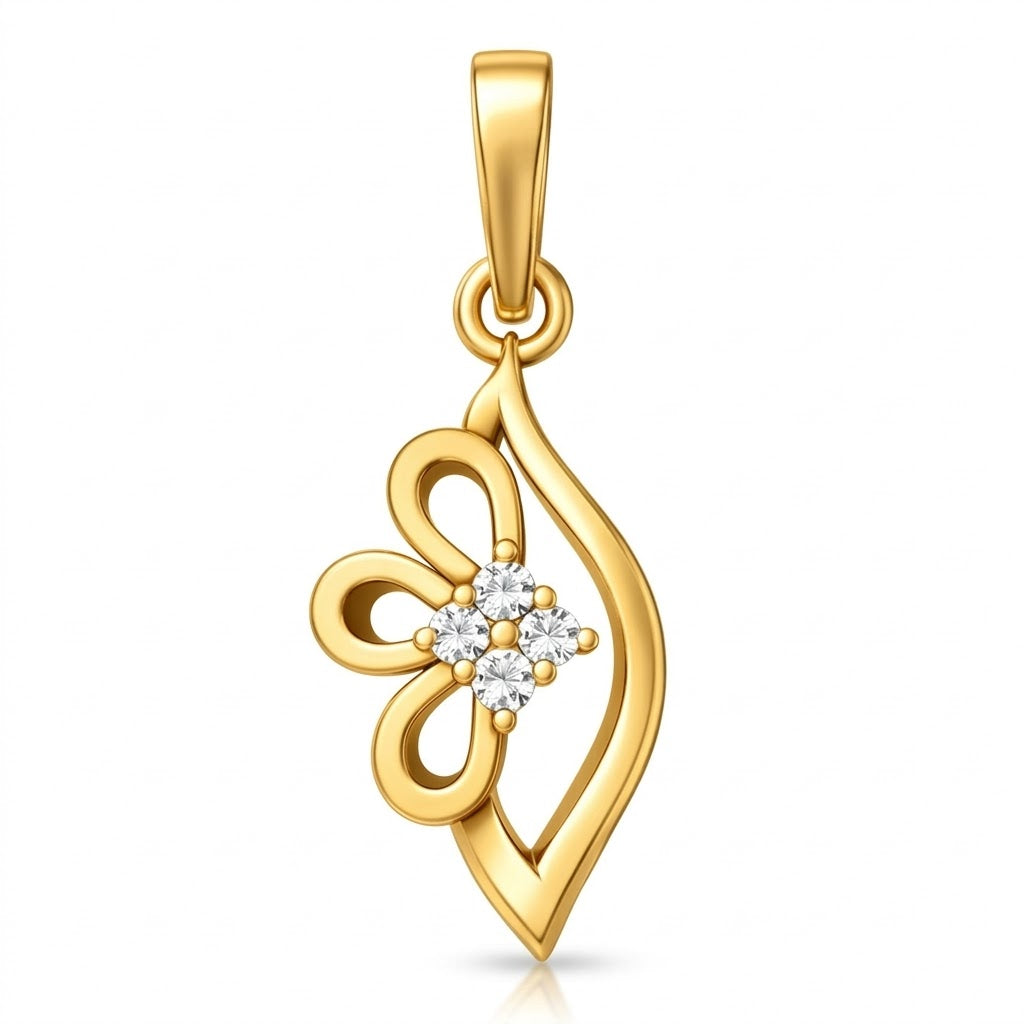 Petal Breeze Frame Diamond Gold Pendant