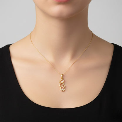 Triple Heart Cascade Diamond Gold Pendant
