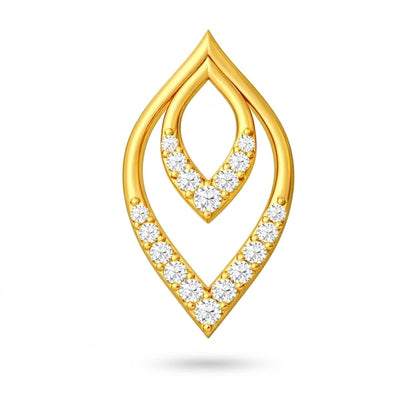 Layered Leaf Halo Diamond Gold Pendant