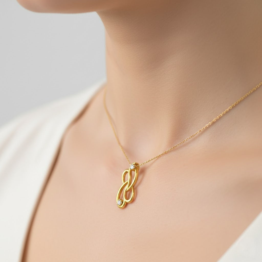 Interlaced Loops Sparkle Diamond Gold Pendant