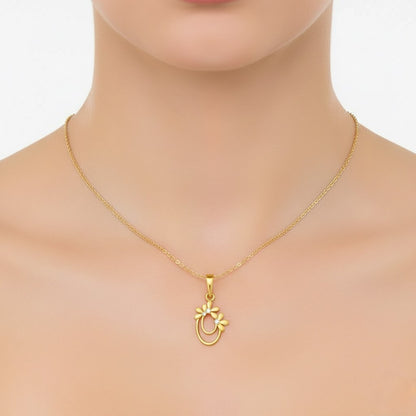 Twin Bloom Arc Diamond Gold Pendant