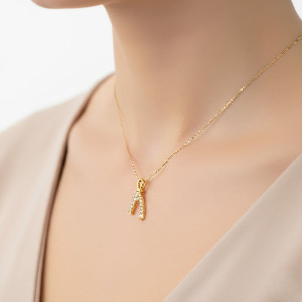 Ribbon Glow Diamond Gold Pendant
