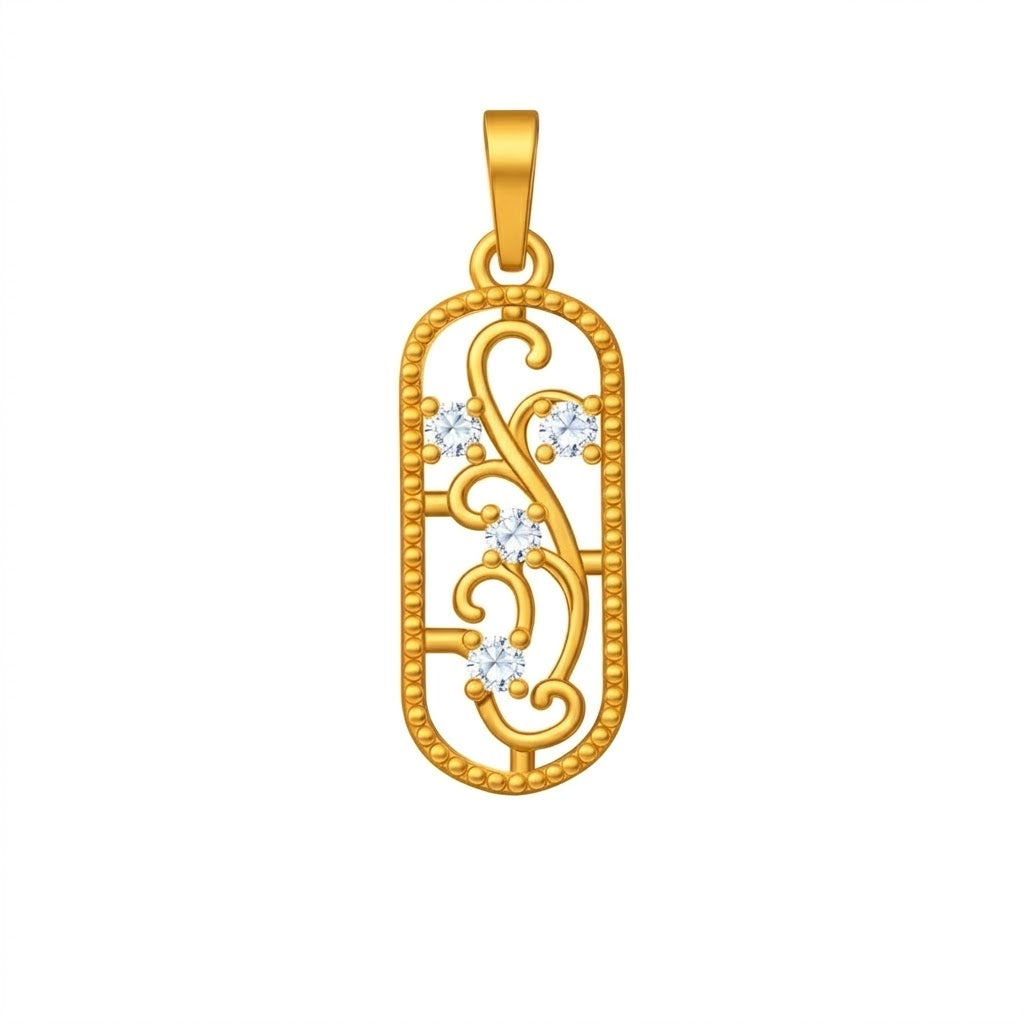 Regal Filigree Panel Diamond Gold Pendant