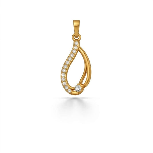 Graceful Flowing Teardrop Motif diamond gold pendant