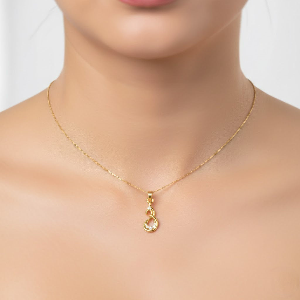 Graceful Swirl Cascade Diamond Gold Pendant