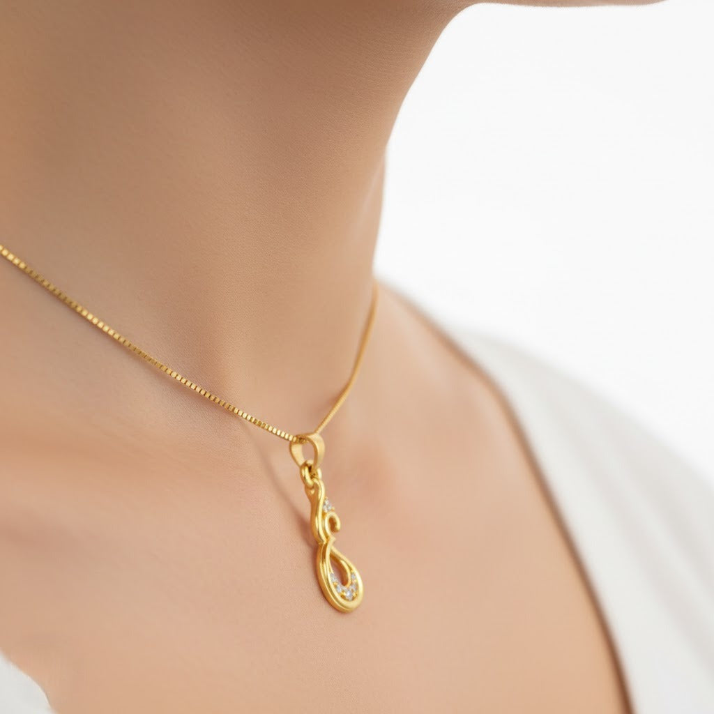 Graceful Swirl Cascade Diamond Gold Pendant