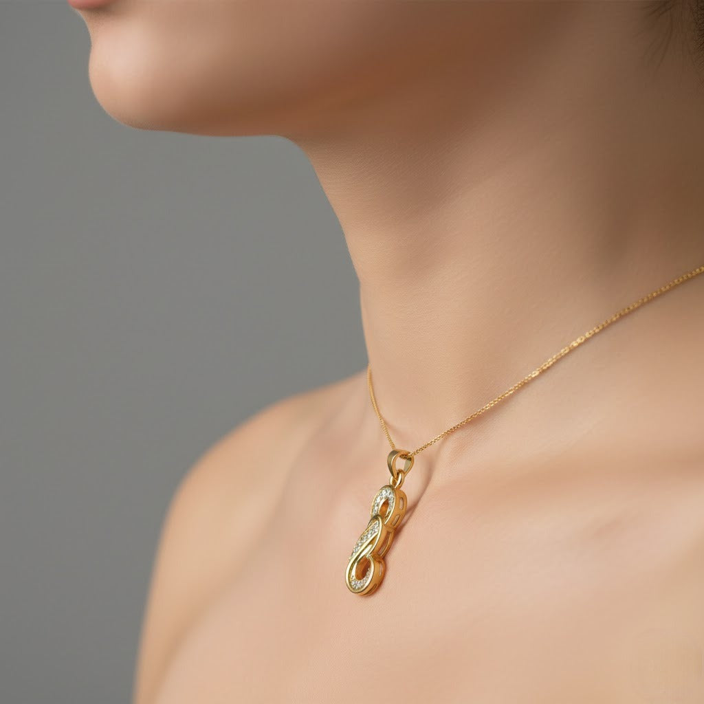 Glowing Infinity Loop Diamond Gold Pendant