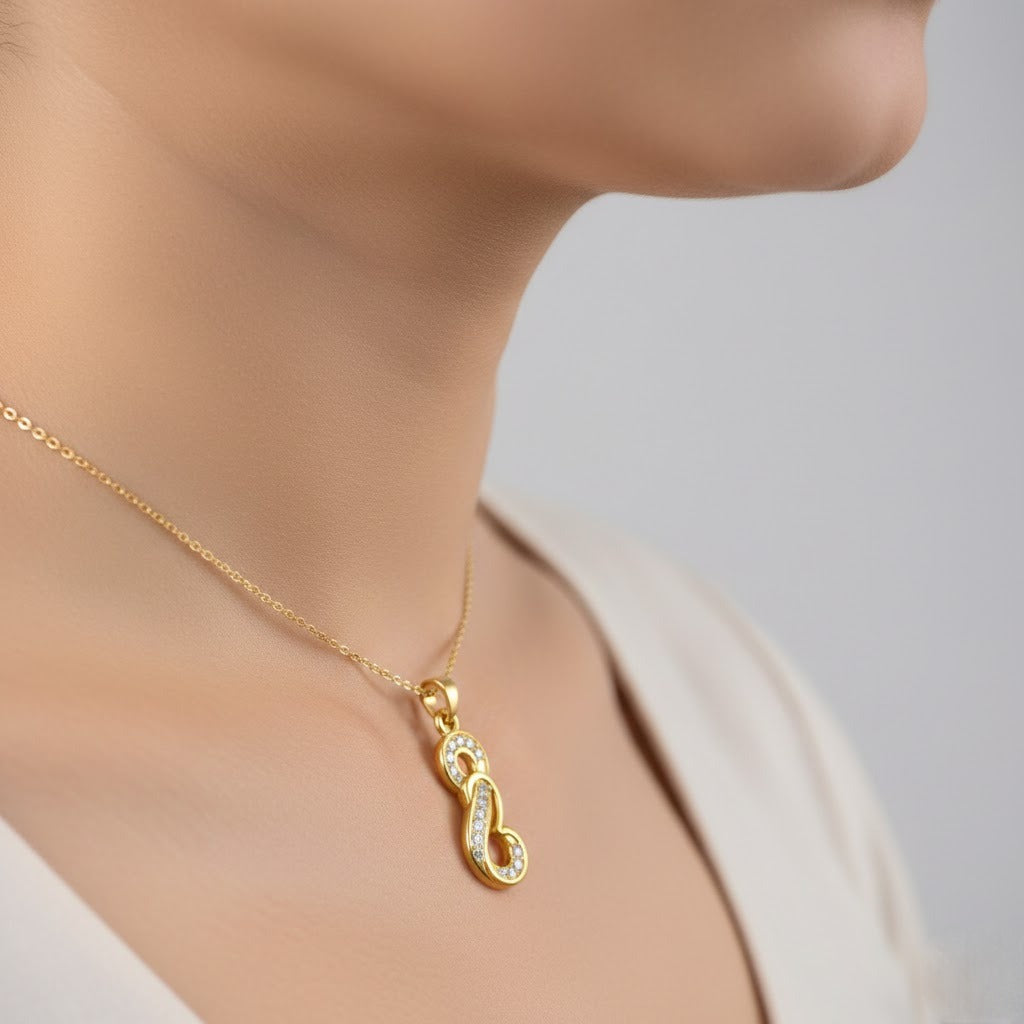 Glowing Infinity Loop Diamond Gold Pendant
