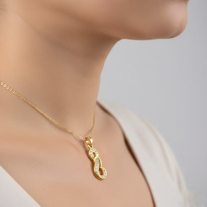 Glowing Infinity Loop Diamond Gold Pendant