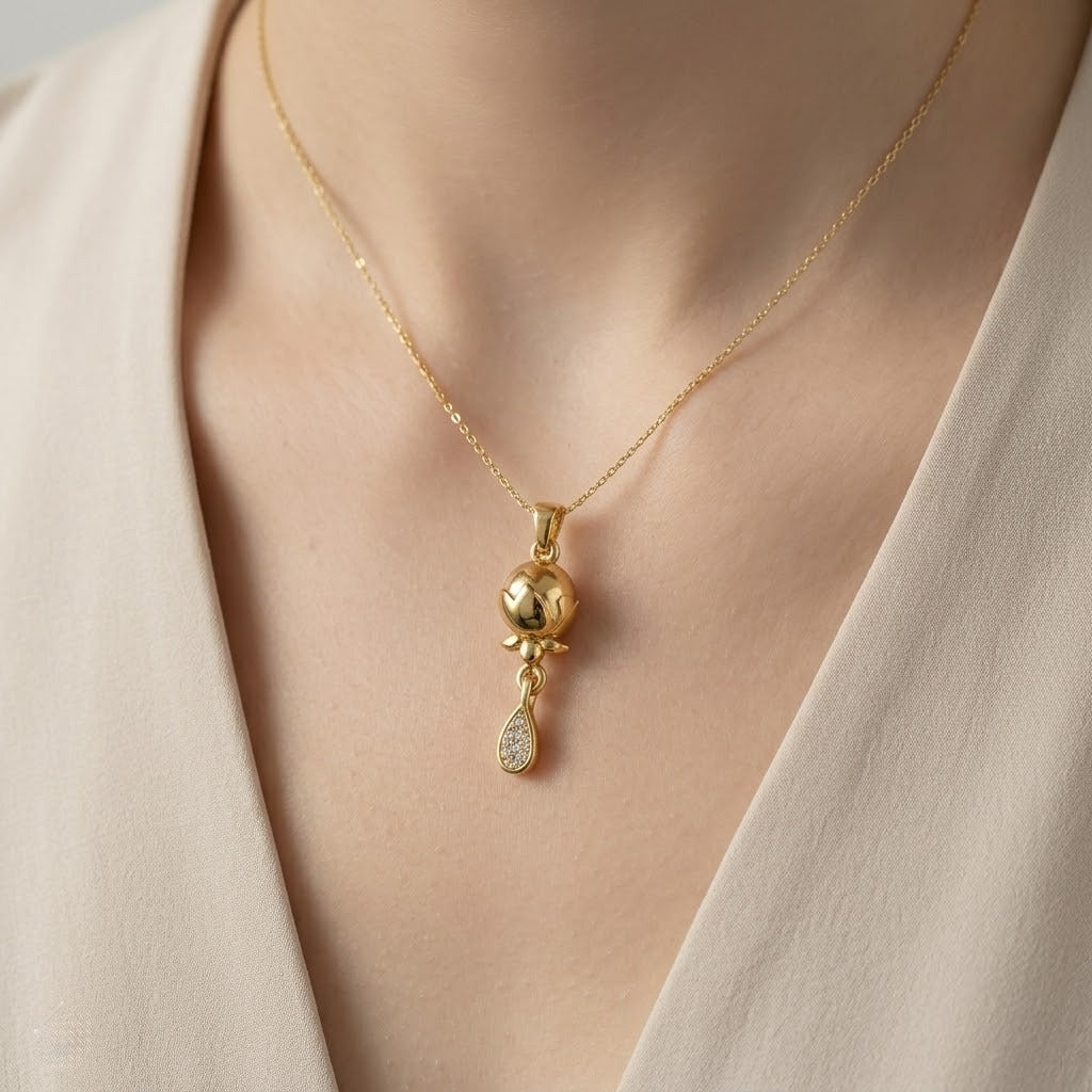 Lotus Aura Teardrop Elegance diamond gold pendant