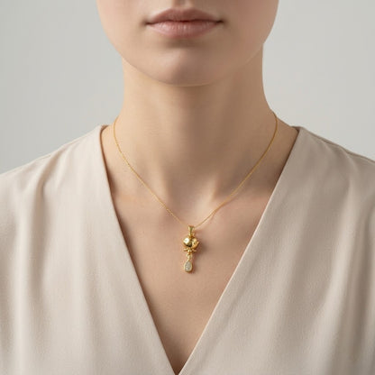 Lotus Aura Teardrop Elegance diamond gold pendant