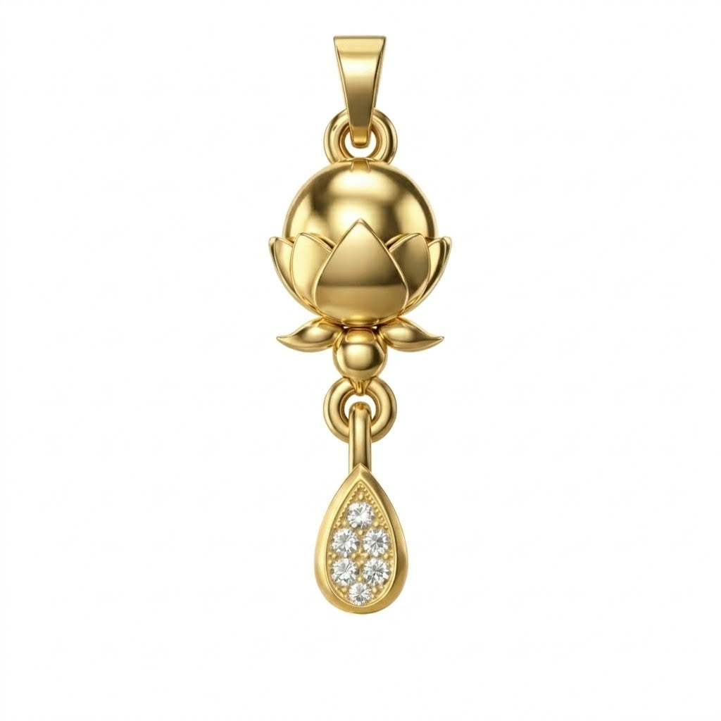 Lotus Aura Teardrop Elegance diamond gold pendant