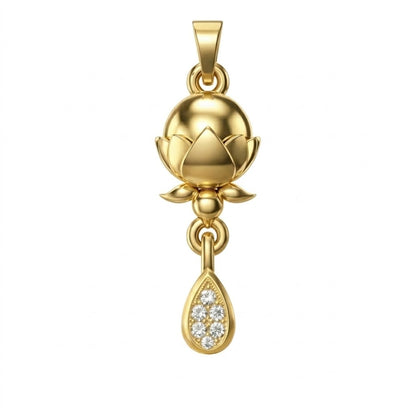 Lotus Aura Teardrop Elegance diamond gold pendant