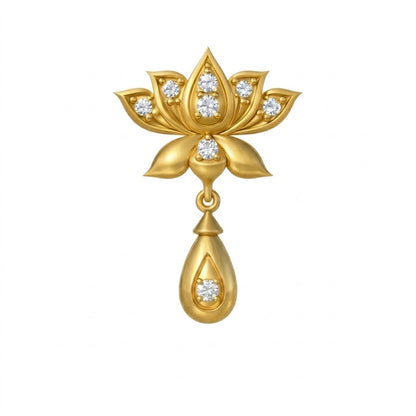 Blooming Lotus Drop Grace diamond gold pendant