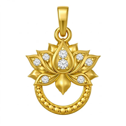 9K Yellow Gold Lotus Diamond Pendant for Women by TTJ Jewellery