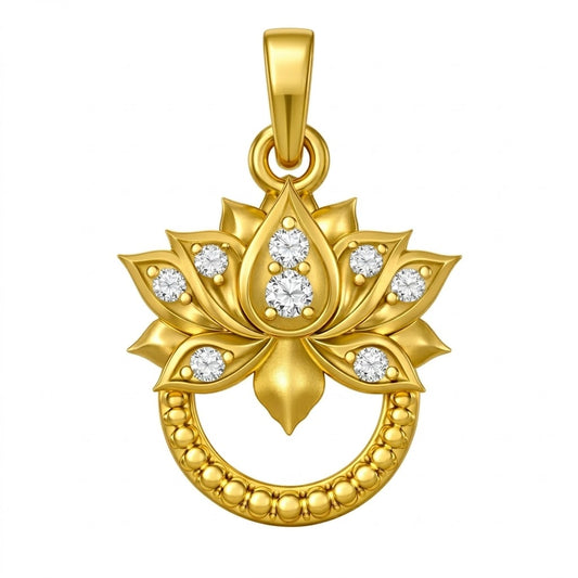 9K Yellow Gold Lotus Diamond Pendant for Women by TTJ Jewellery