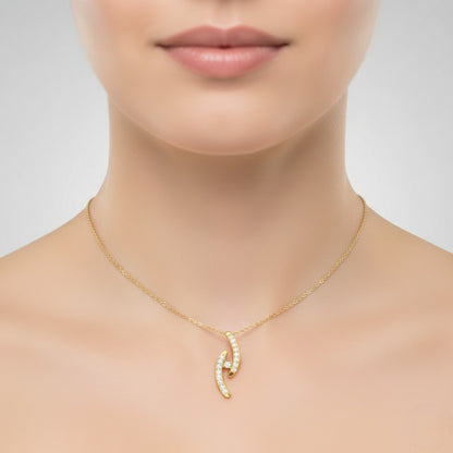 Dual Curve Sparkle Diamond Gold Pendant
