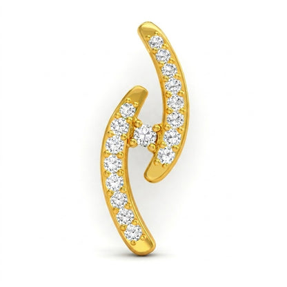Dual Curve Sparkle Diamond Gold Pendant