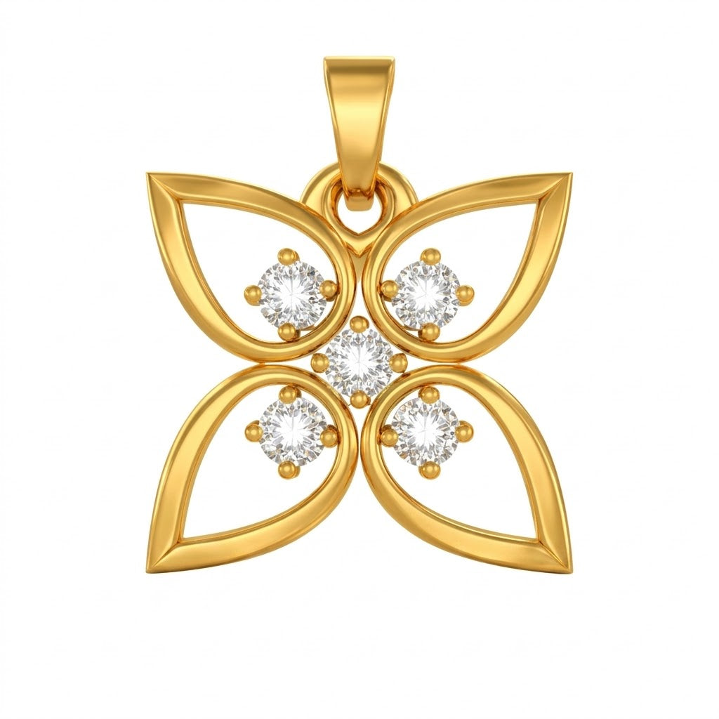 Petal Cross Diamond Gold Pendant