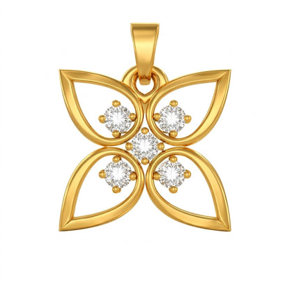 Petal Cross Diamond Gold Pendant