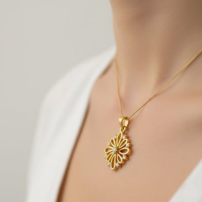 Radiant Loop Petal Diamond Gold Pendant