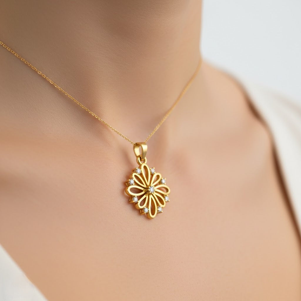 Radiant Loop Petal Diamond Gold Pendant