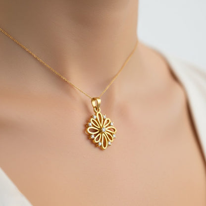 Radiant Loop Petal Diamond Gold Pendant