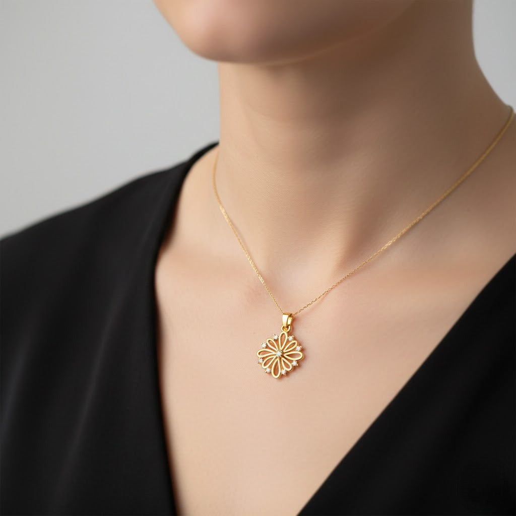 Radiant Loop Petal Diamond Gold Pendant