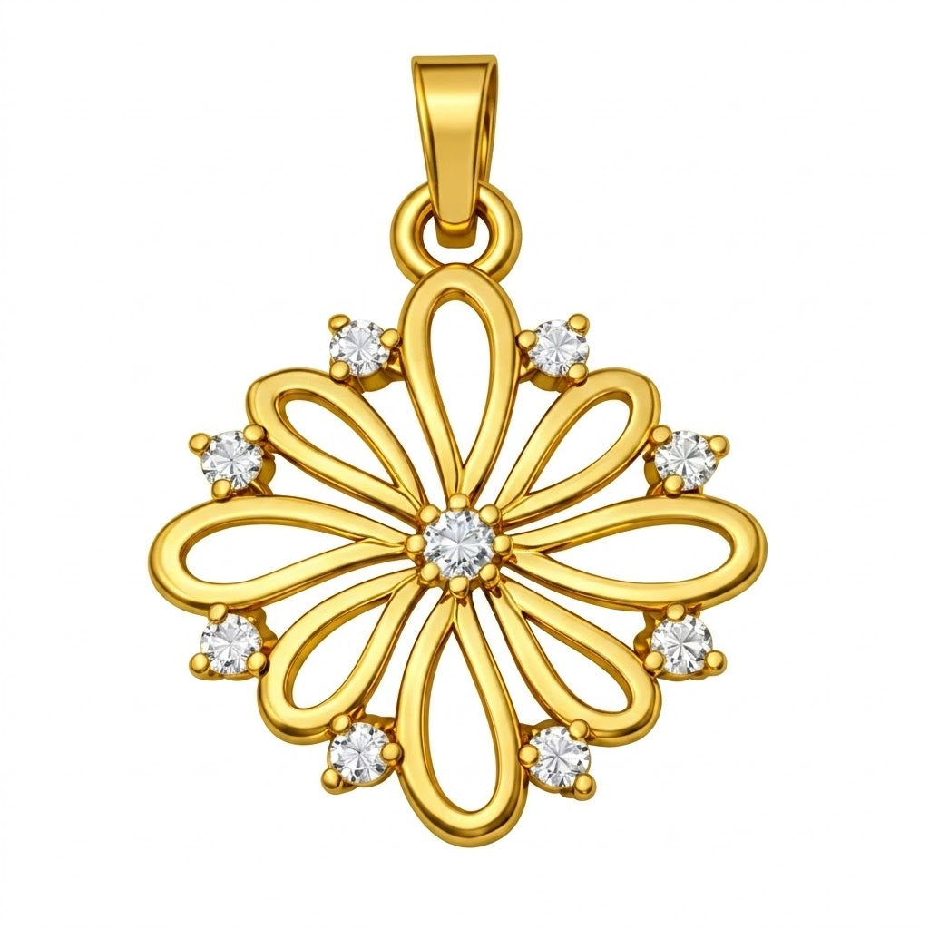 Radiant Loop Petal Diamond Gold Pendant