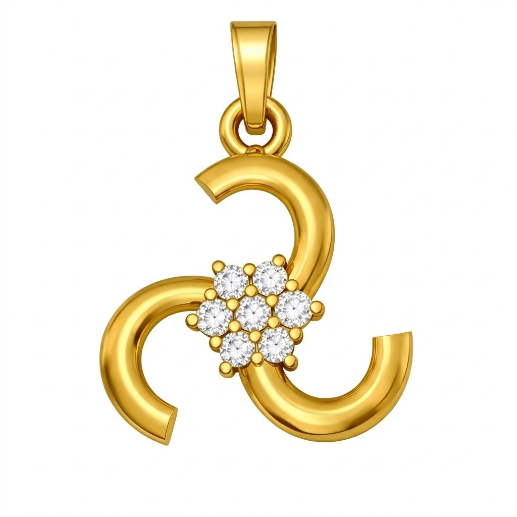 Trinity Swirl Bloom Diamond Gold Pendant