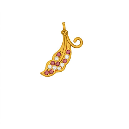 Graceful feather swirl diamond gold pendant
