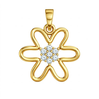 Blossom Outline Charm Diamond Gold Pendant