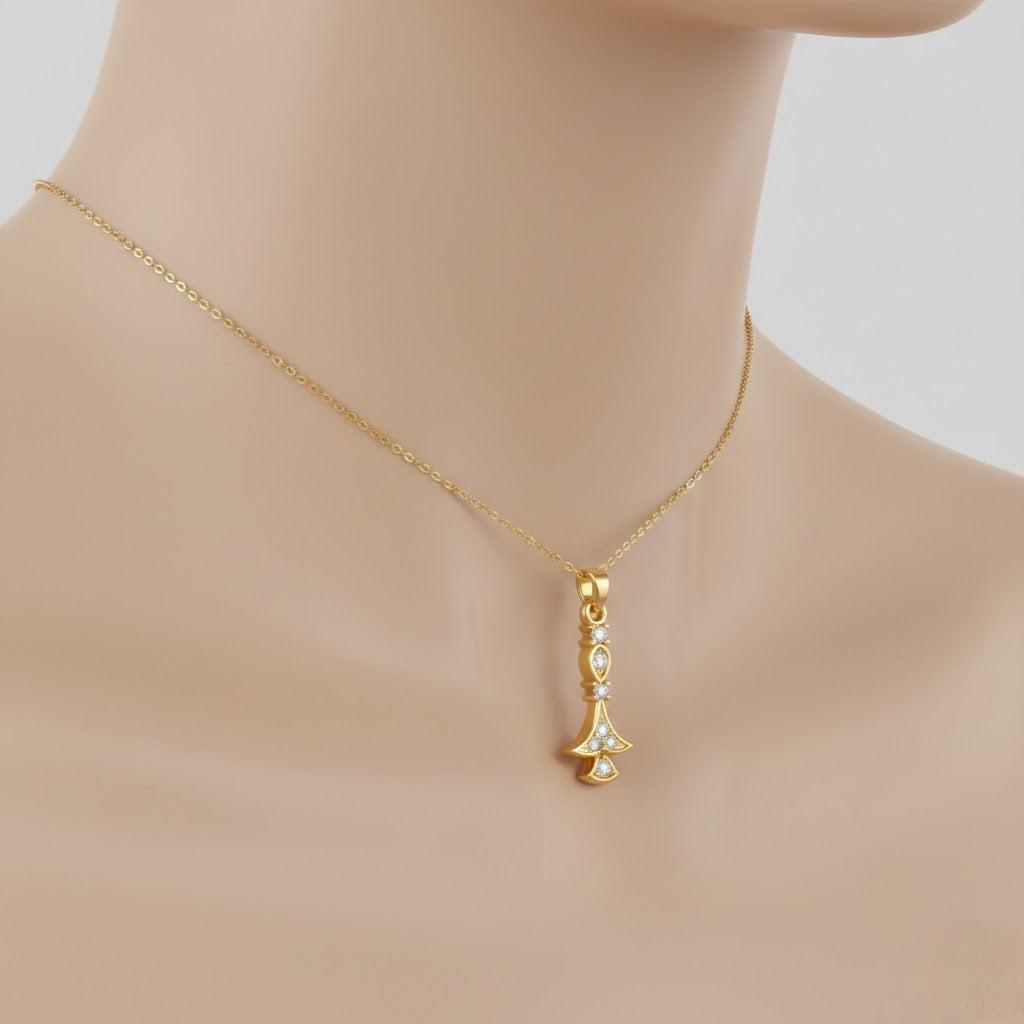 Regal Tiered Motif Diamond Gold Pendant