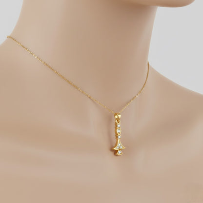 Regal Tiered Motif Diamond Gold Pendant