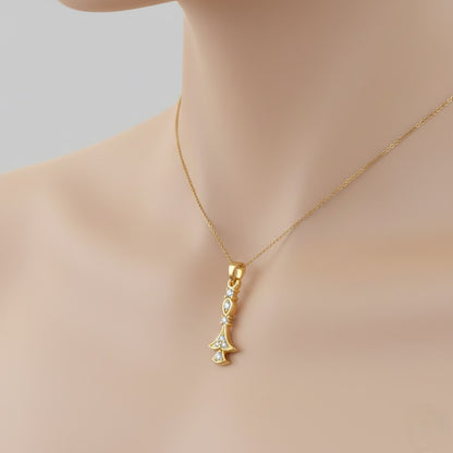 Regal Tiered Motif Diamond Gold Pendant