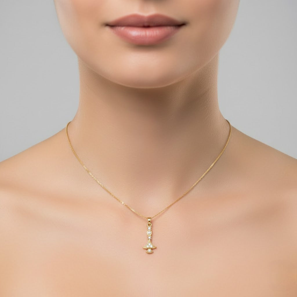 Regal Tiered Motif Diamond Gold Pendant