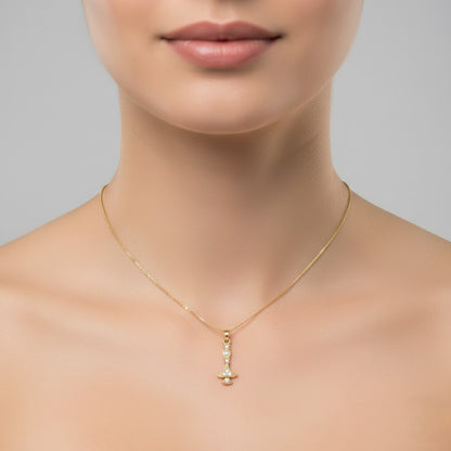 Regal Tiered Motif Diamond Gold Pendant