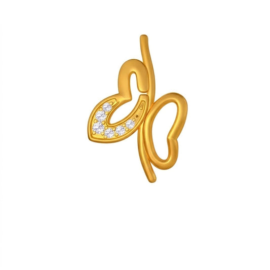 Artistic Flowing Heart Design diamond gold pendant