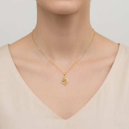 Elegant Flowing Curve Motif diamond gold pendant