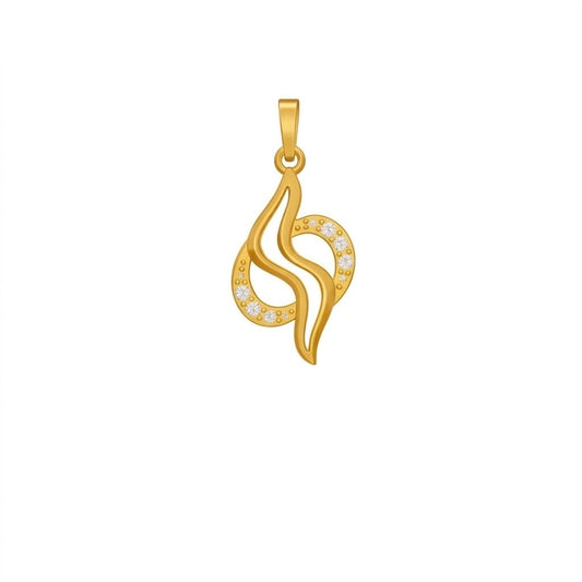 Elegant Flowing Curve Motif diamond gold pendant