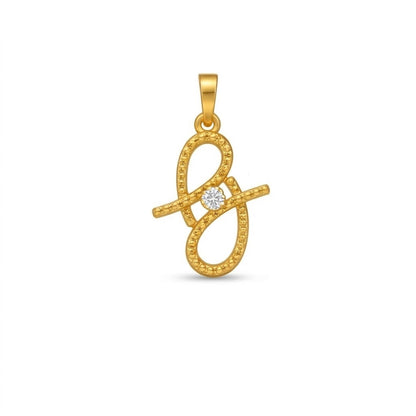 Textured Cursive Loop Diamond Gold Pendant