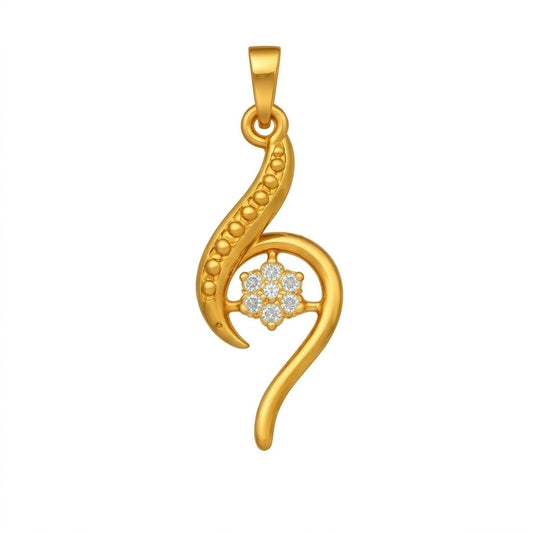 Stylish Curved Motif Design diamond gold pendant